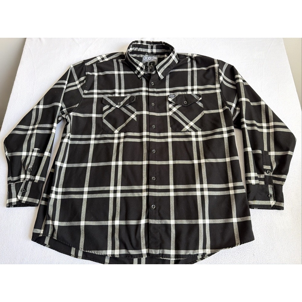 Dixxon Flannel Shirt Mens 4XL The Decade Black Gray Plaid Long Sleeve Button-Up